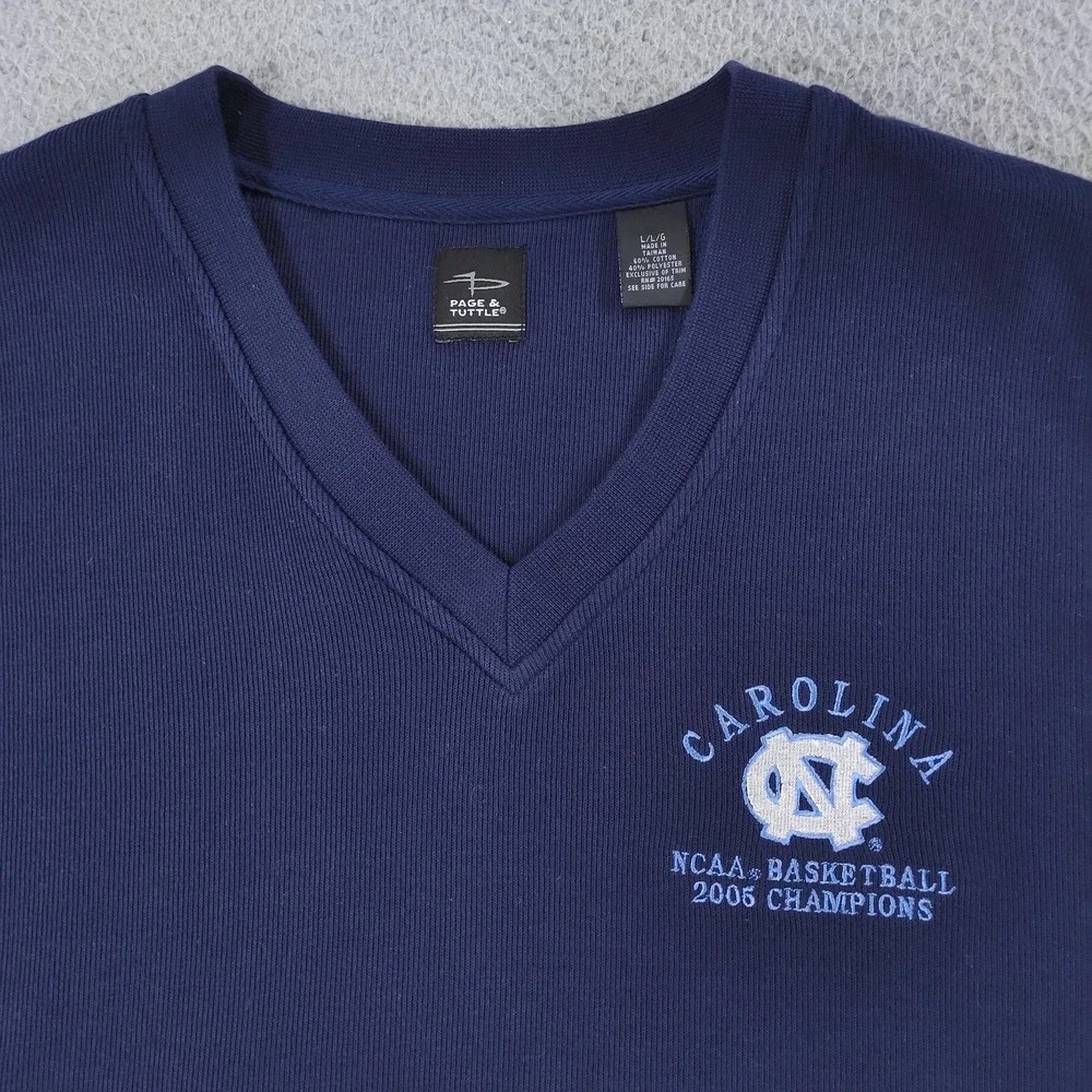 Vtg North Carolina Tar Heels Sweater Vest Mens Large Page & Tuttle 2005 Champion